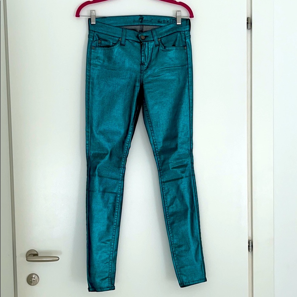 7 FOR ALL MANKIND Metallic Skinny Jeans